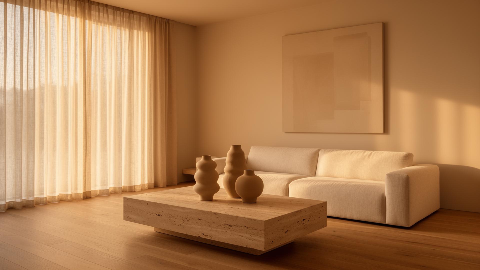 Sun-drenched minimalist living room styled by EB Home Project